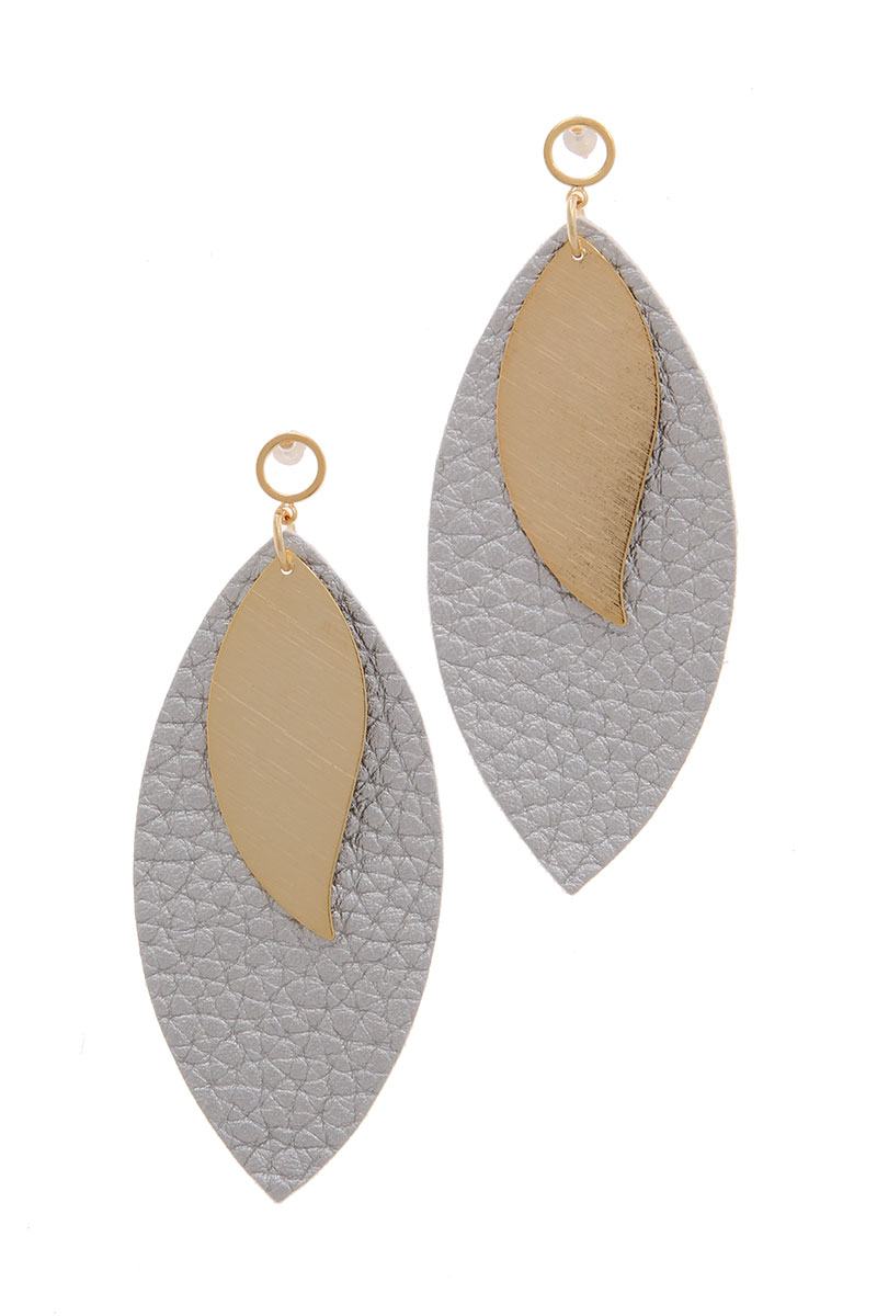 Leather Oval Earring