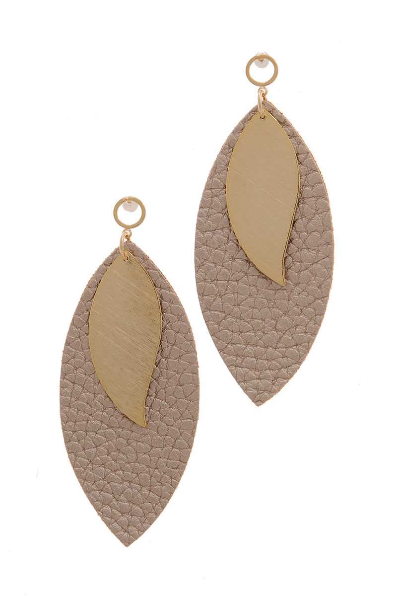 Leather Oval Earring