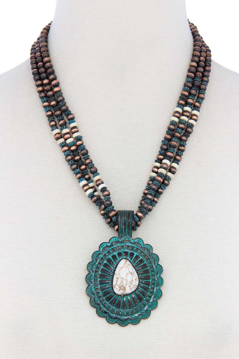 Western Concho Beaded Necklace