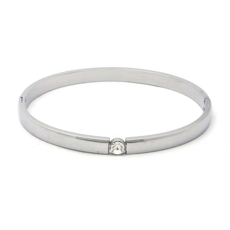Cubic Zirconia Stainless Steel Bangle