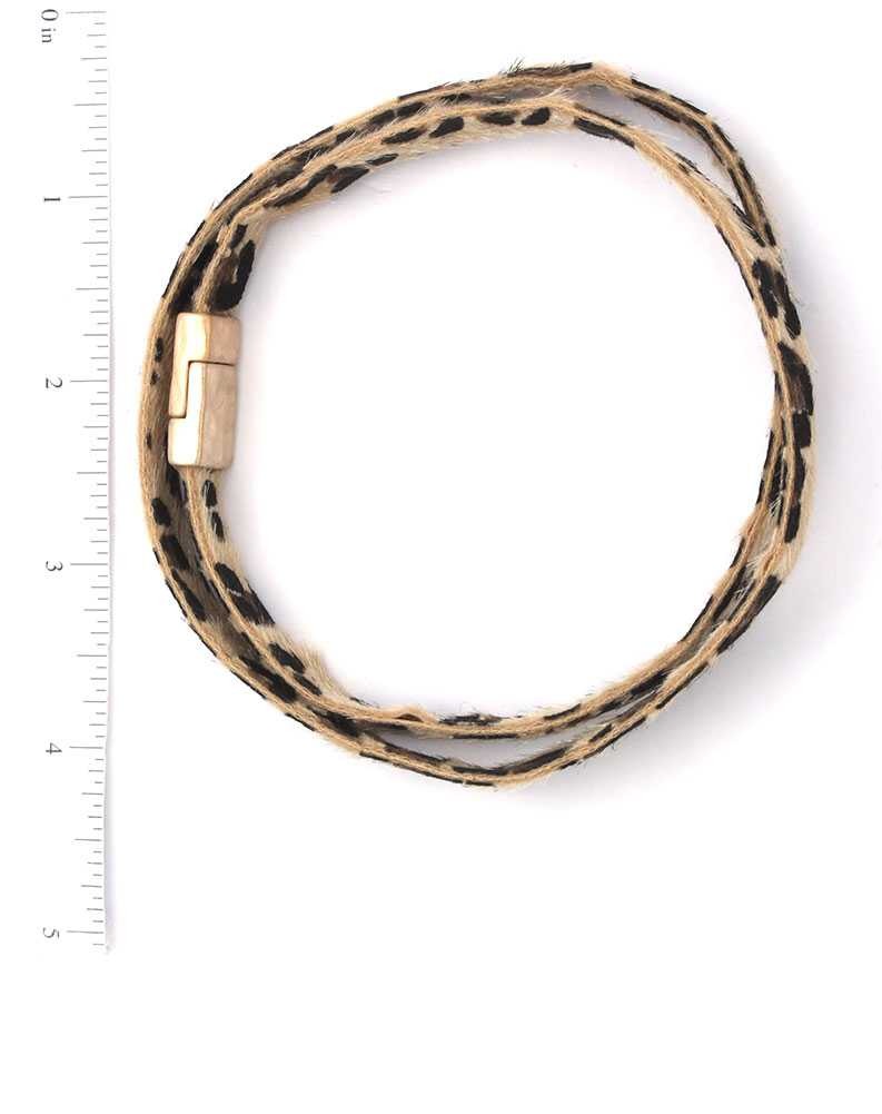 Faux Fur Animal Print Wrap Bracelet
