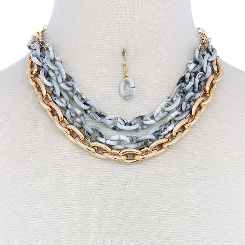 Thick Chain Necklace Earring Set