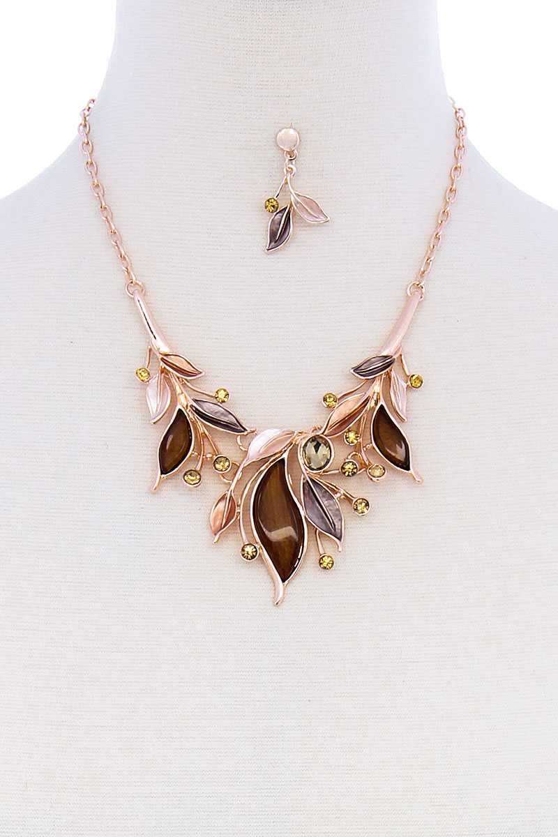 Leaf Necklace Earring Set