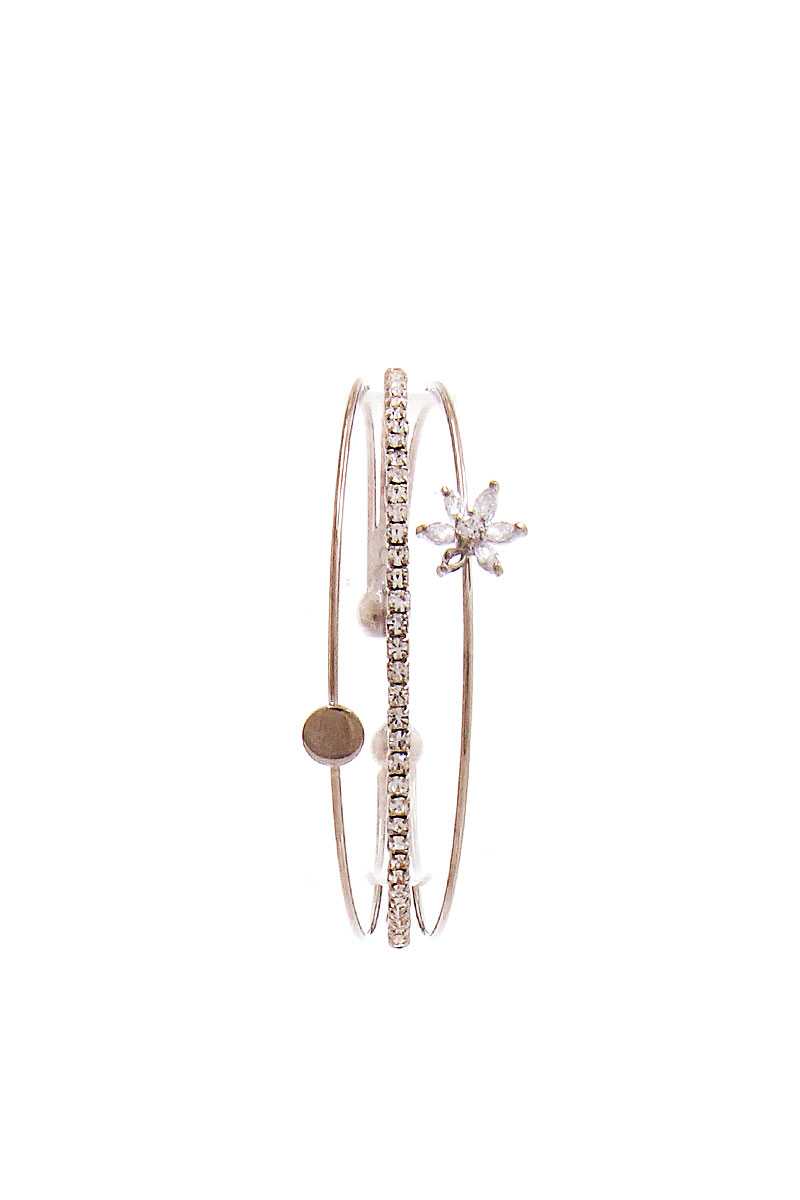 Fashion Triple Layer Rhinestone Flower Bracelet