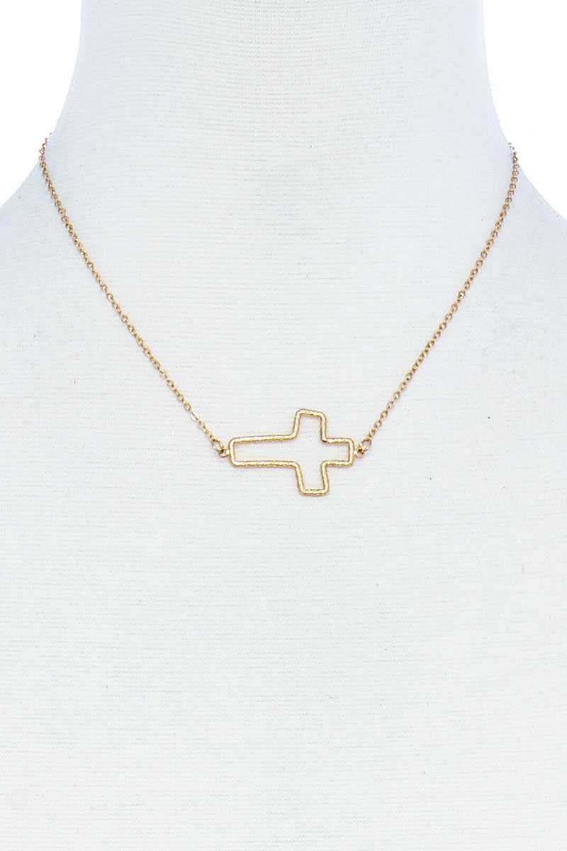 Cross Out Line Pendant Necklace