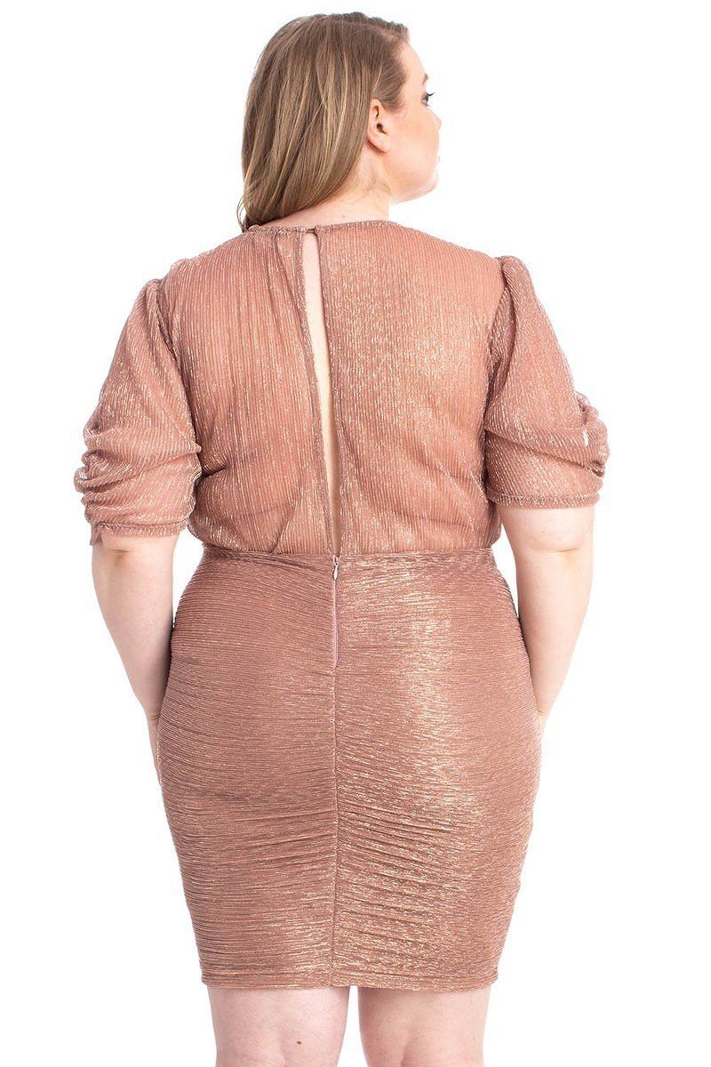 Ribbed Shimmer Shirring Dress