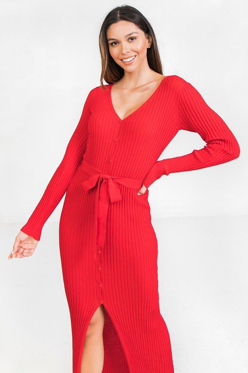Ribbed Sweater Maxi Dress