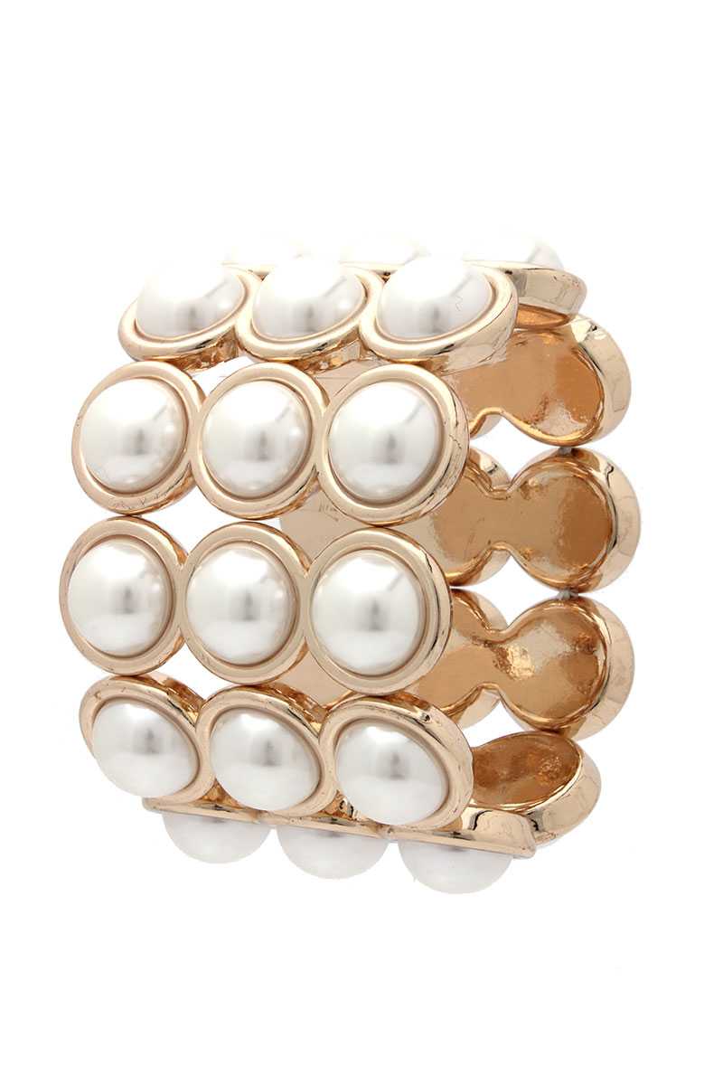 Pearl Bead Wide Stretch Bracelet