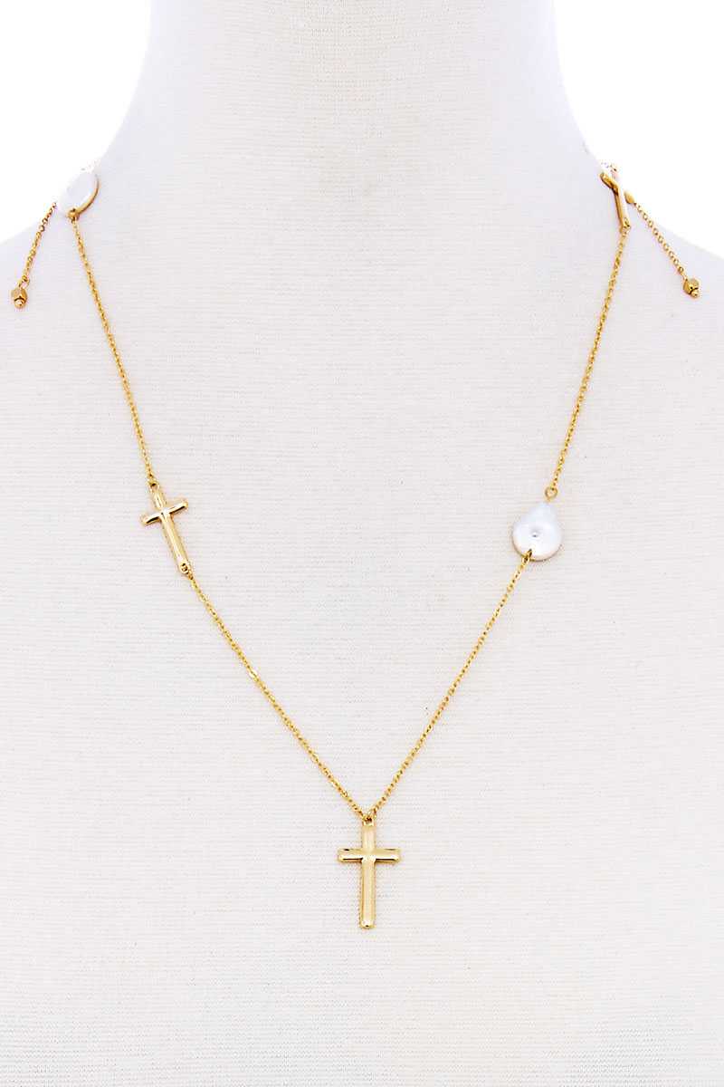 Cross & Pearl Endless Necklace