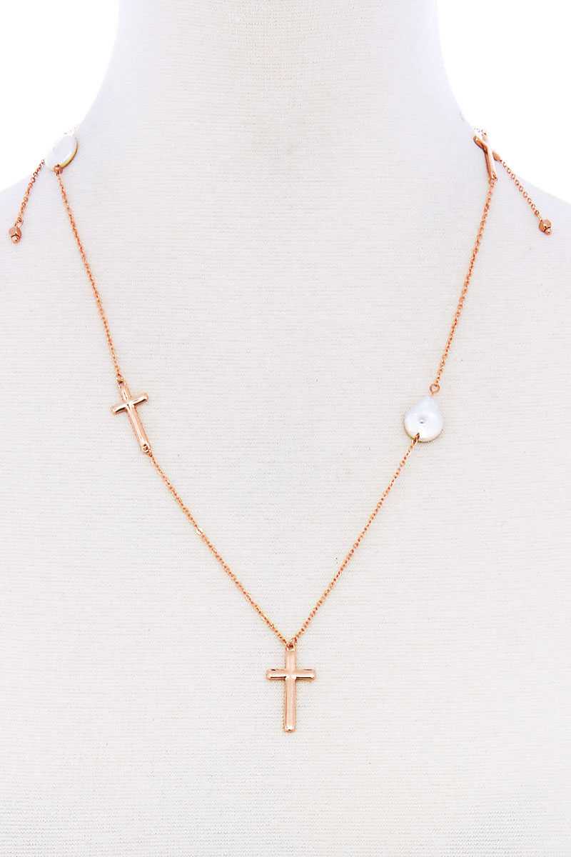 Cross & Pearl Endless Necklace