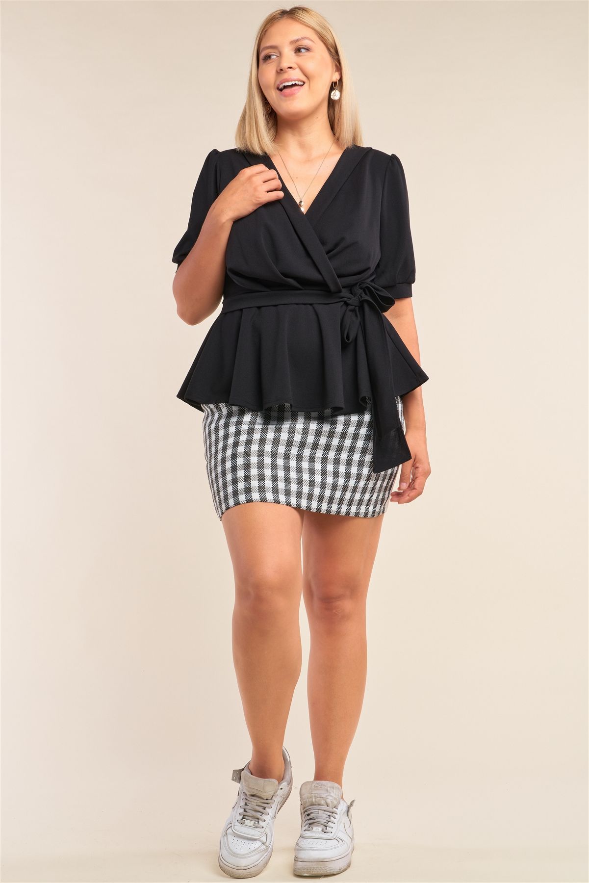 Puff Pleated Wrap Top