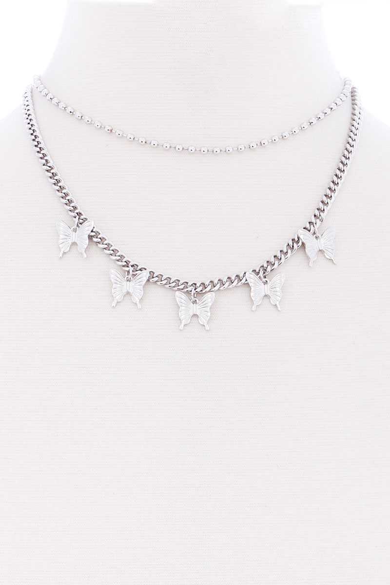 Metal Butterfly Charm Necklace