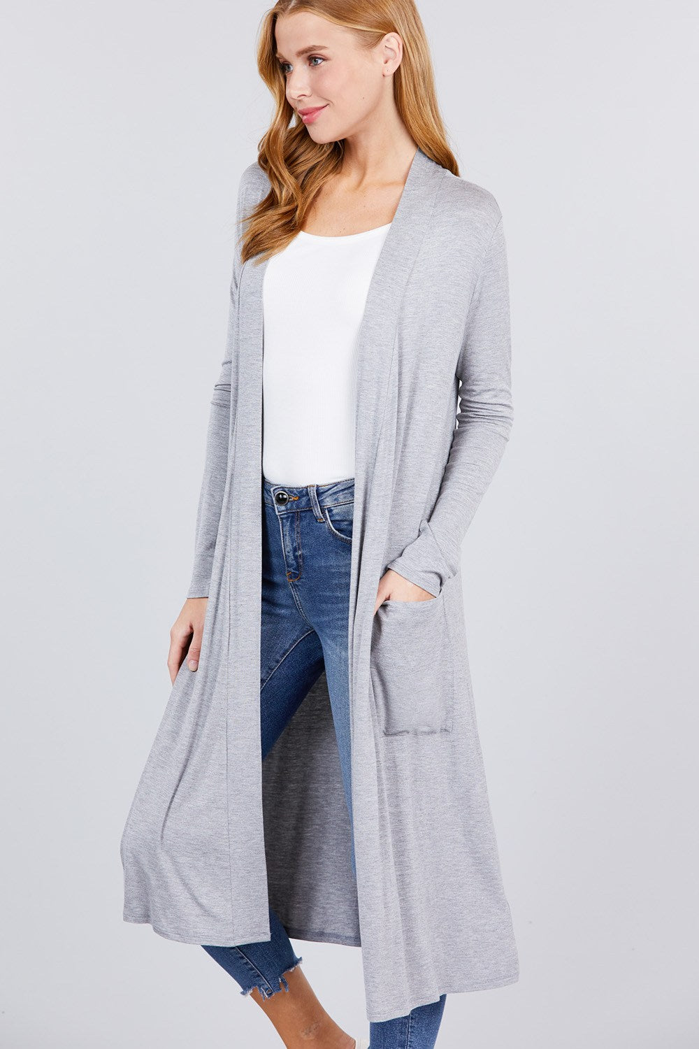 Open Front Long Cardigan