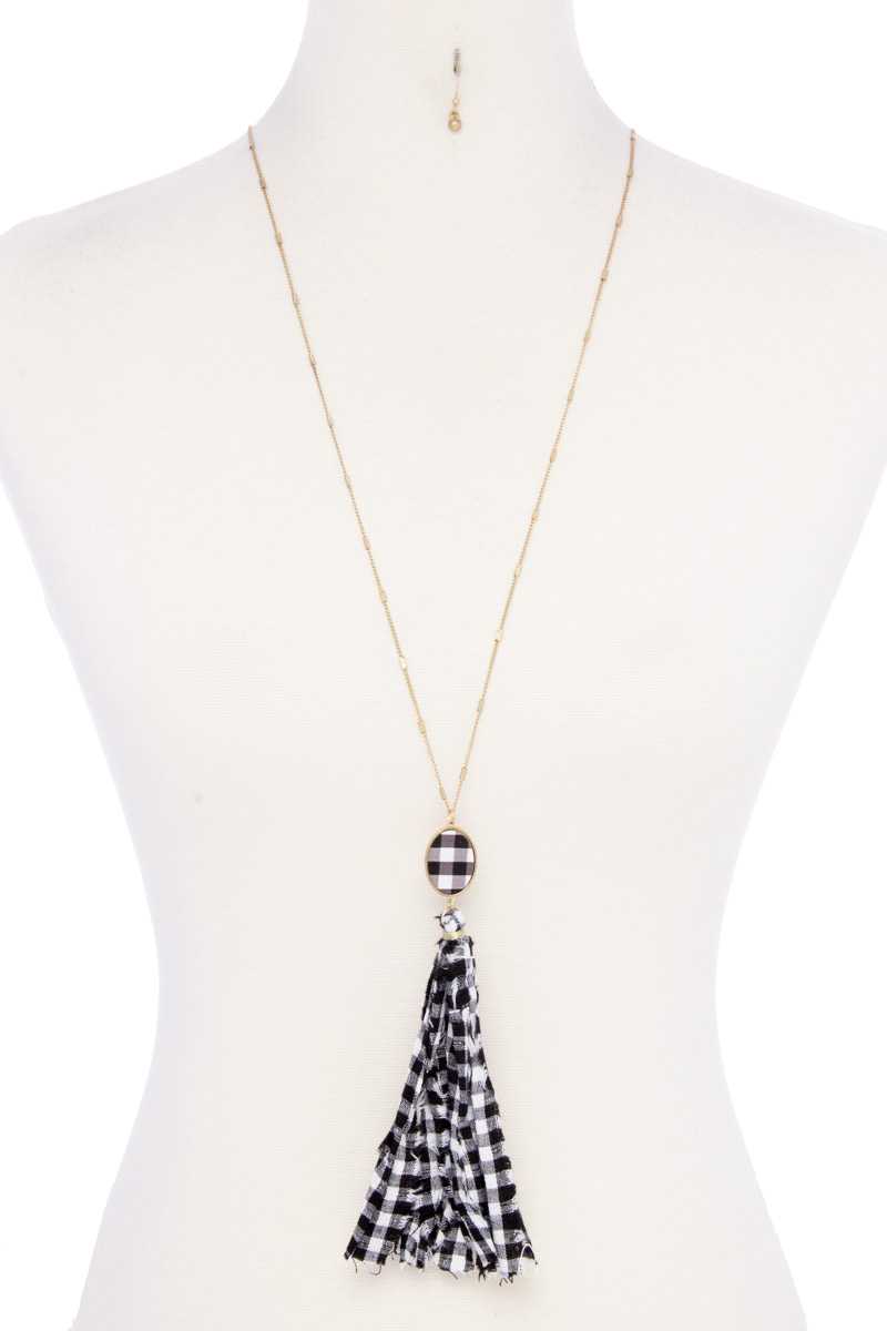 Checkered Tassel Necklace