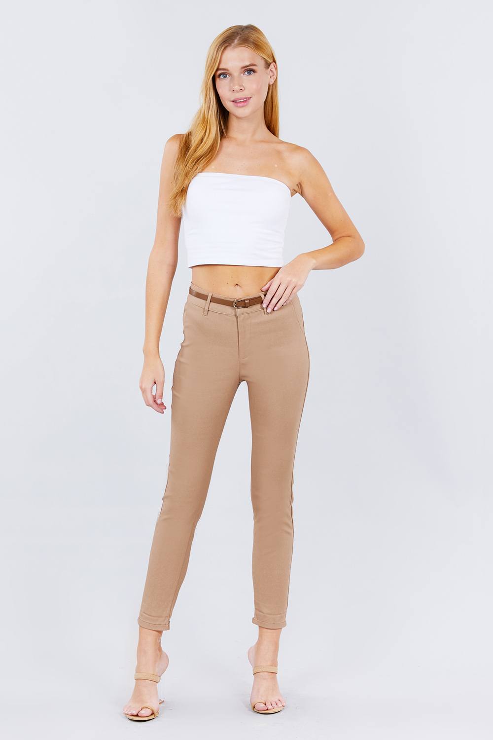 Belted Textured Pants
