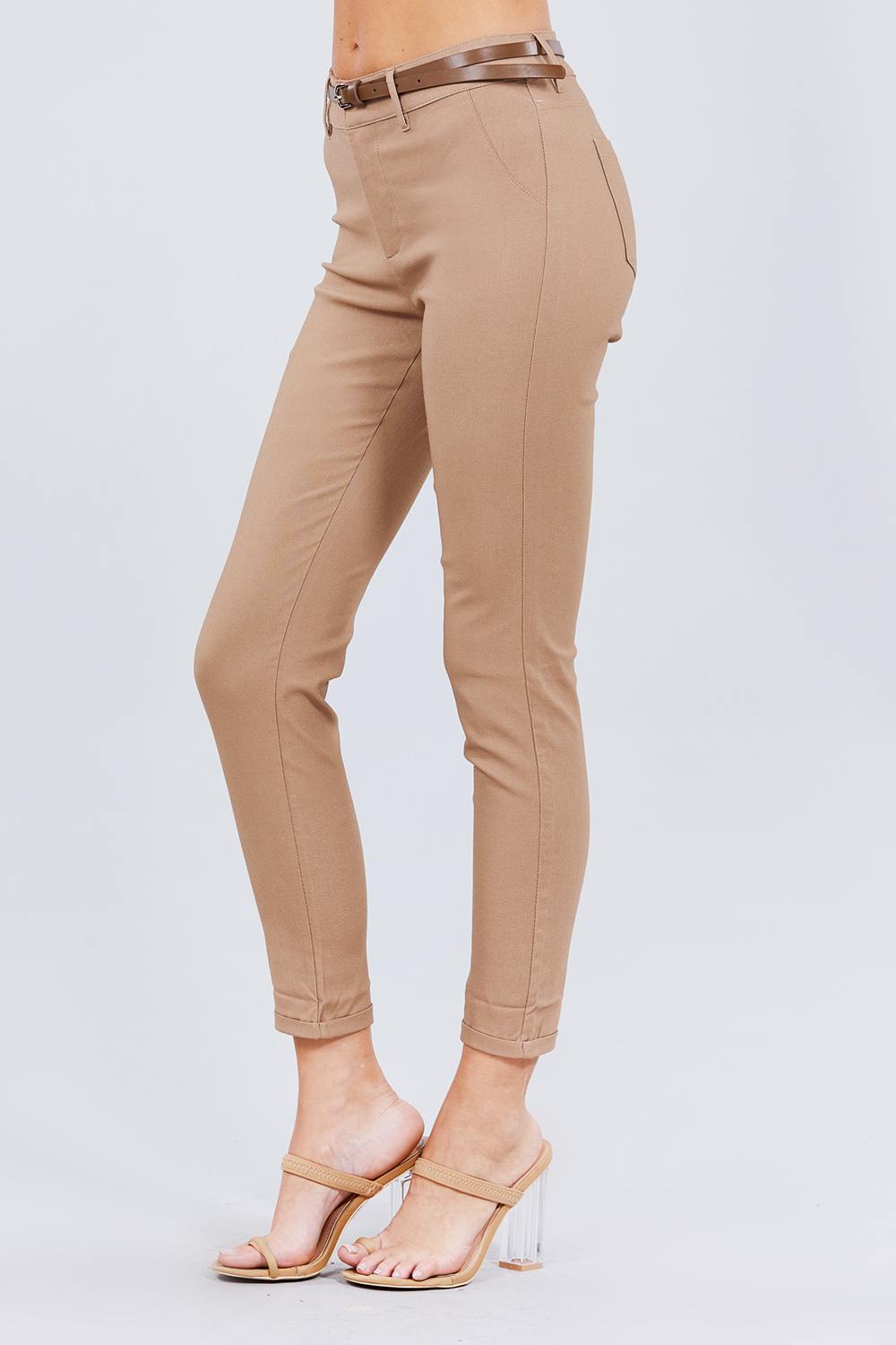 Belted Textured Pants