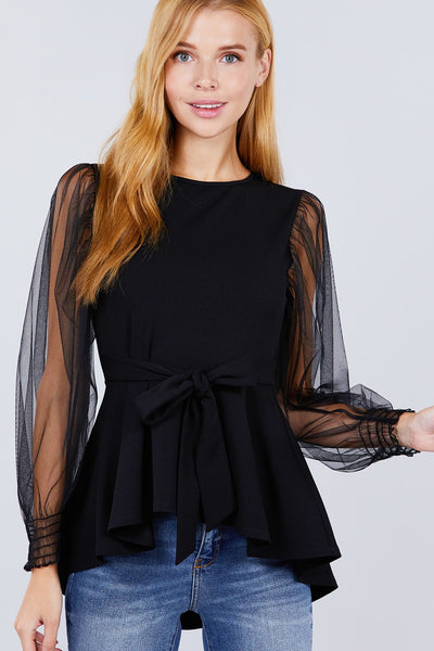 mesh peplum top