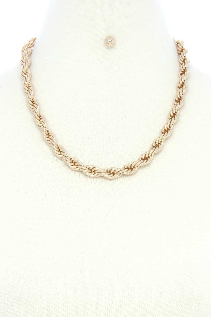 Twist Chain Necklace Earring Set
