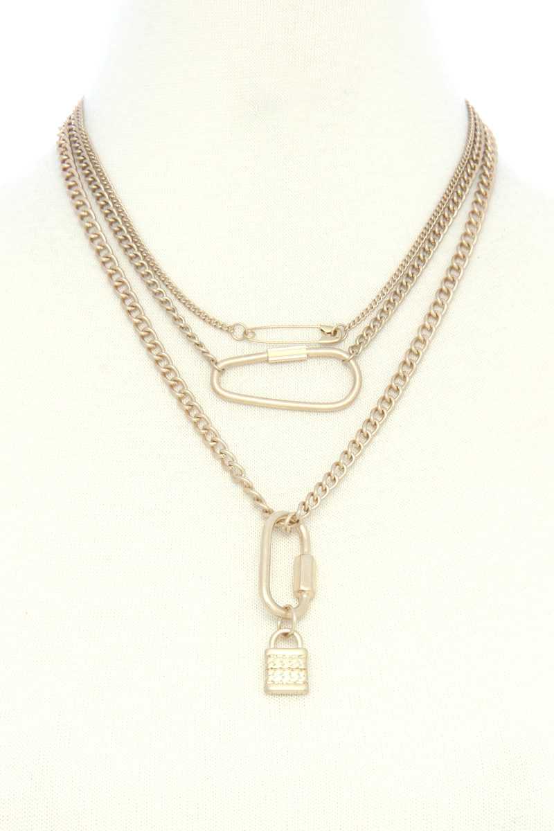 Lock Charm Layered Necklace