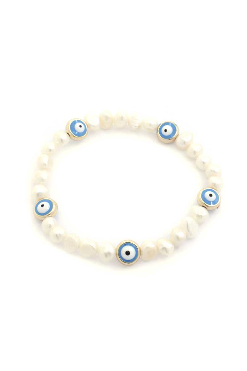 Eye Pearl Bead Stretch Bracelet