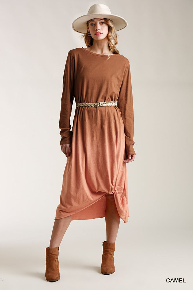 Ombre Front Knot Dress
