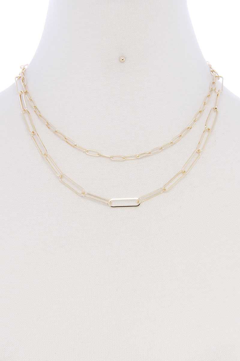 Paper Clip Layered Necklace